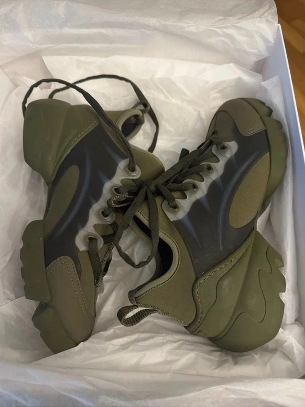 Dior Olive Green Chunky Lace-Up Sneakers